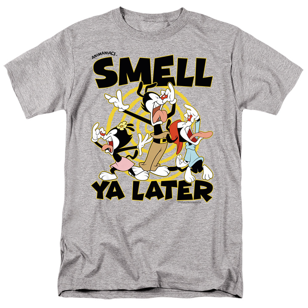 AN OFFCIALLY LICENSED ANIMANIACS SMELL YA LATER MEN'S REGULAR FIT T-SHIRT ATHLETIC HEATHER