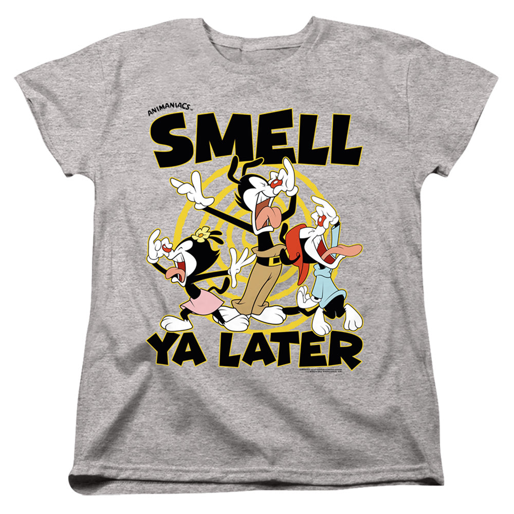 AN OFFCIALLY LICENSED ANIMANIACS SMELL YA LATER WOMEN'S REGULAR FIT T-SHIRT ATHLETIC HEATHER