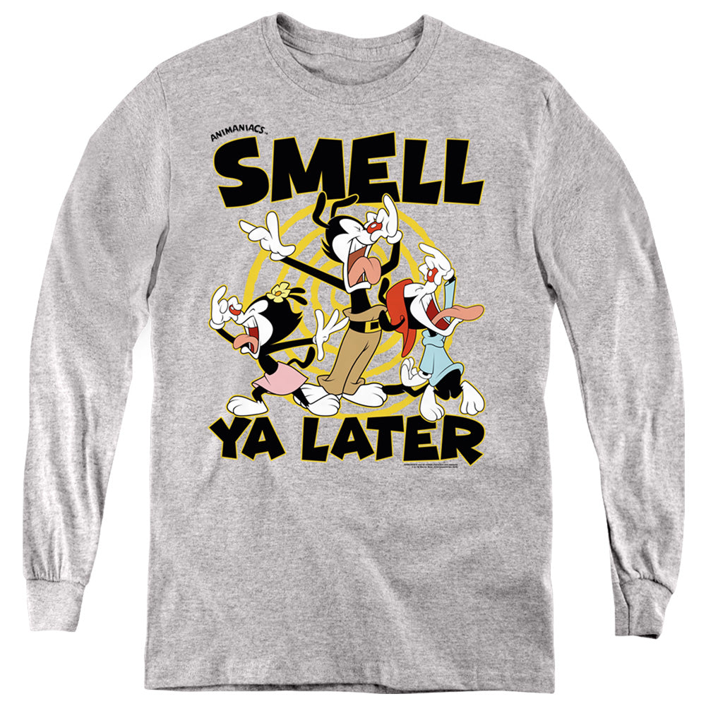 AN OFFCIALLY LICENSED ANIMANIACS SMELL YA LATER YOUTH LONG SLEEVE T-SHIRT ATHLETIC HEATHER