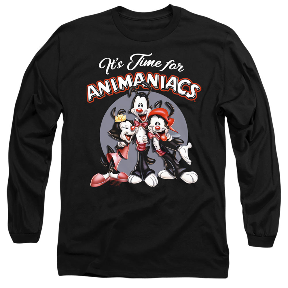 AN OFFCIALLY LICENSED ANIMANIACS ITS TIME FOR MEN'S LONG SLEEVE T-SHIRT BLACK