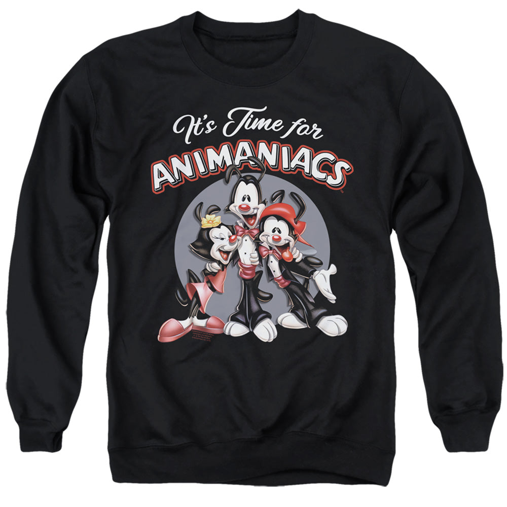 AN OFFCIALLY LICENSED ANIMANIACS ITS TIME FOR ADULT UNISEX CREWNECK SWEATSHIRT BLACK