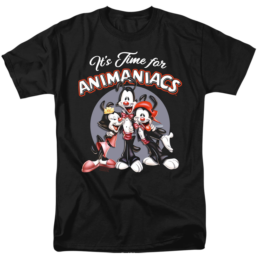 AN OFFCIALLY LICENSED ANIMANIACS ITS TIME FOR MEN'S REGULAR FIT T-SHIRT BLACK