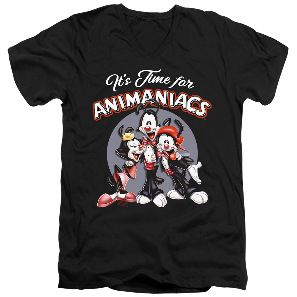AN OFFCIALLY LICENSED ANIMANIACS ITS TIME FOR MEN'S V-NECK T-SHIRT BLACK