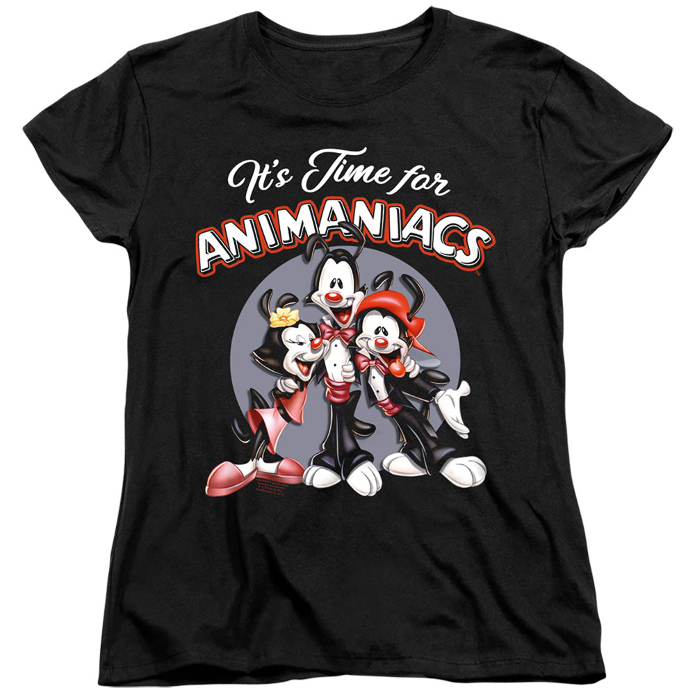 AN OFFCIALLY LICENSED ANIMANIACS ITS TIME FOR WOMEN'S REGULAR FIT T-SHIRT BLACK