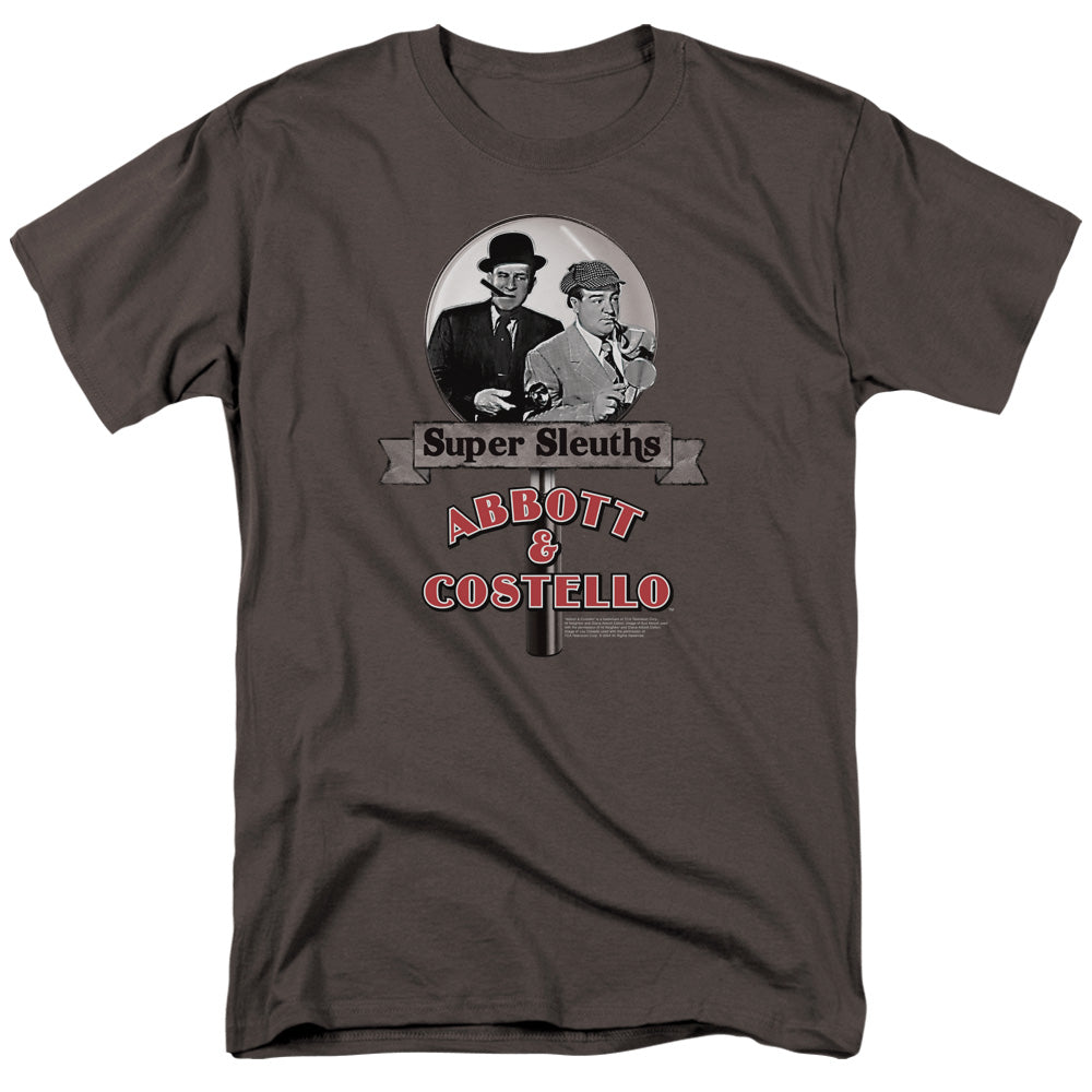 AN OFFCIALLY LICENSED ABBOTT & COSTELLO SUPER SLEUTHS MEN'S REGULAR FIT T-SHIRT CHARCOAL