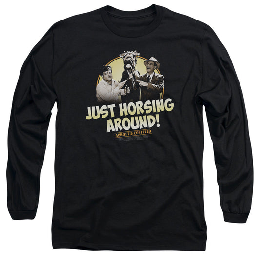 Abbott & Costello Horsing Around Licensed Adult Unisex Long Sleeve T-Shirt SM-3X