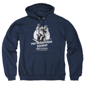 AN OFFCIALLY LICENSED ABBOTT & COSTELLO OFF YOUR ROCKER ADULT UNISEX PULLOVER HOODIE NAVY