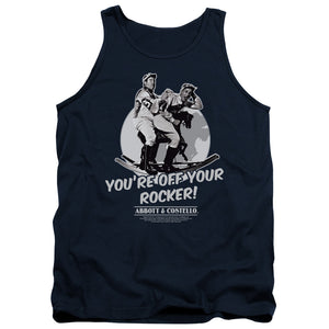 AN OFFCIALLY LICENSED ABBOTT & COSTELLO OFF YOUR ROCKER ADULT UNISEX TANK TOP NAVY