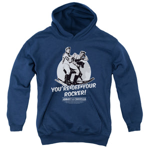 AN OFFCIALLY LICENSED ABBOTT & COSTELLO OFF YOUR ROCKER YOUTH HOODIE NAVY
