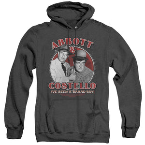 AN OFFCIALLY LICENSED ABBOTT & COSTELLO BAD BOY ADULT UNISEX HEATHER PULLOVER HOODIE BLACK