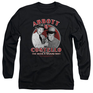 AN OFFCIALLY LICENSED ABBOTT & COSTELLO BAD BOY MEN'S LONG SLEEVE T-SHIRT BLACK