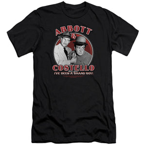 AN OFFCIALLY LICENSED ABBOTT & COSTELLO BAD BOY MEN'S PREMIUM SLIM FIT T-SHIRT BLACK