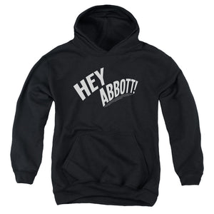 AN OFFCIALLY LICENSED ABBOTT & COSTELLO HEY ABBOTT YOUTH HOODIE BLACK