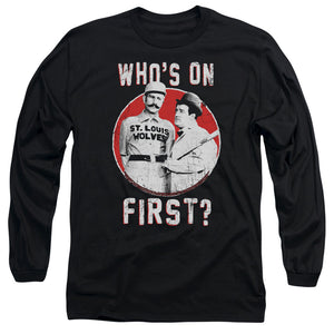 AN OFFCIALLY LICENSED ABBOTT & COSTELLO FIRST MEN'S LONG SLEEVE T-SHIRT BLACK