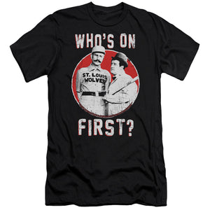 AN OFFCIALLY LICENSED ABBOTT & COSTELLO FIRST MEN'S PREMIUM SLIM FIT T-SHIRT BLACK