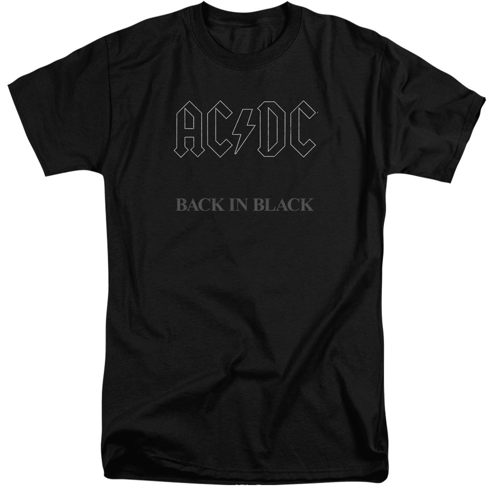 AN OFFCIALLY LICENSED ACDC BACK IN BLACK MEN'S TALL FIT T-SHIRT BLACK