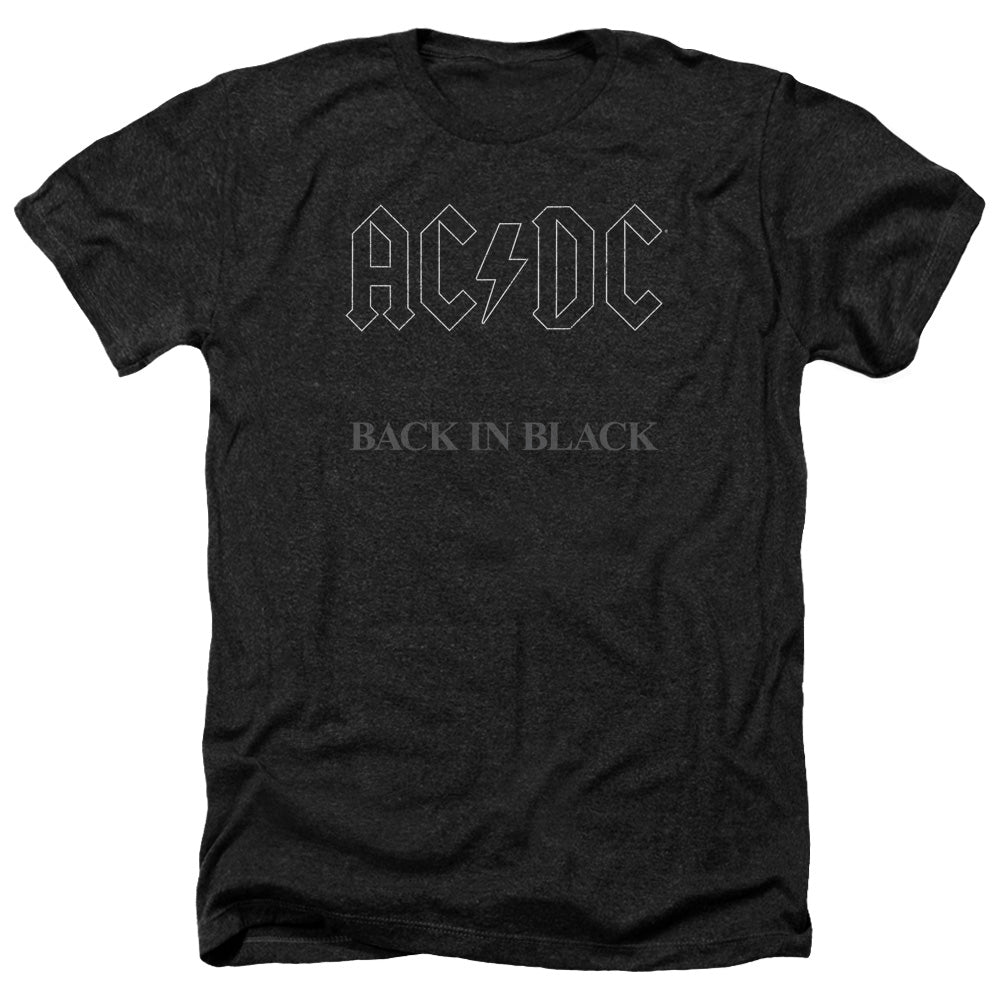 AN OFFCIALLY LICENSED ACDC BACK IN BLACK MEN'S HEATHER T-SHIRT CHARCOAL