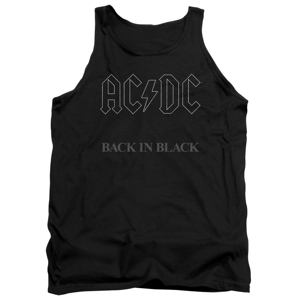 AN OFFCIALLY LICENSED ACDC BACK IN BLACK ADULT UNISEX TANK TOP BLACK