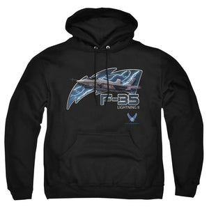 AN OFFCIALLY LICENSED AIR FORCE F35 ADULT UNISEX PULLOVER HOODIE BLACK