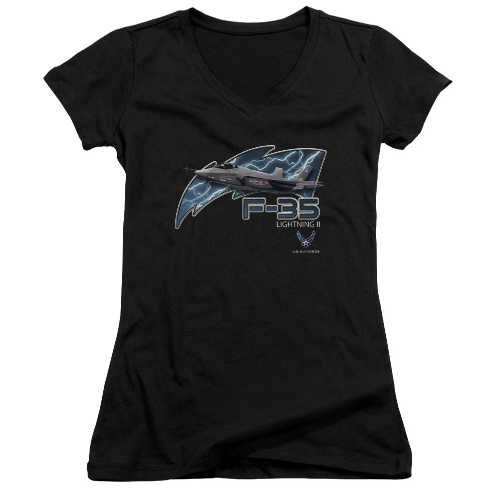 Air Force F35 Licensed Women's T-Shirt Juniors V-Neck SM