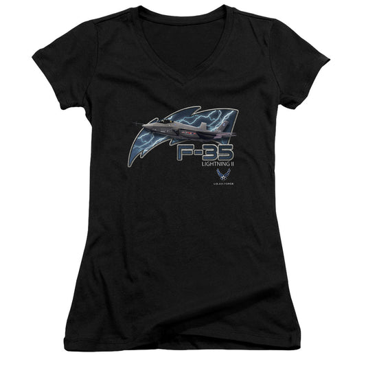 Air Force F35 Licensed Women's T-Shirt Juniors V-Neck SM