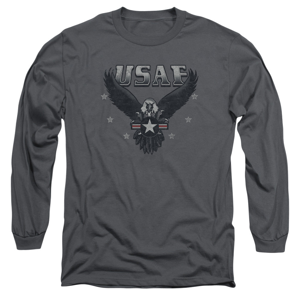 AN OFFCIALLY LICENSED AIR FORCE INCOMING MEN'S LONG SLEEVE T-SHIRT CHARCOAL