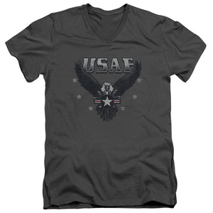 AN OFFCIALLY LICENSED AIR FORCE INCOMING MEN'S V-NECK T-SHIRT CHARCOAL