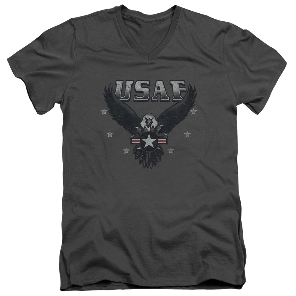 AN OFFCIALLY LICENSED AIR FORCE INCOMING MEN'S V-NECK T-SHIRT CHARCOAL