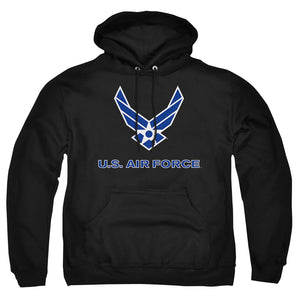 AN OFFCIALLY LICENSED AIR FORCE LOGO ADULT UNISEX PULLOVER HOODIE BLACK
