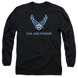 AN OFFCIALLY LICENSED AIR FORCE LOGO MEN'S LONG SLEEVE T-SHIRT BLACK