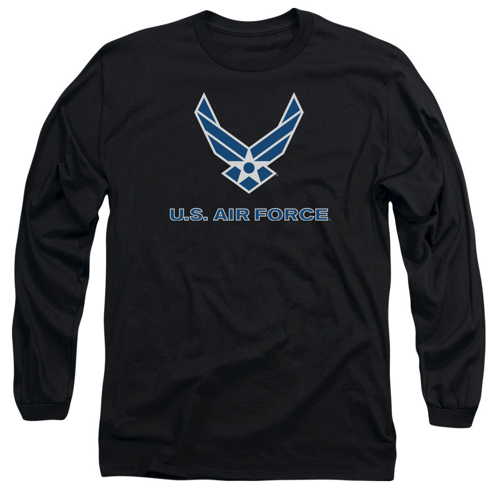 AN OFFCIALLY LICENSED AIR FORCE LOGO MEN'S LONG SLEEVE T-SHIRT BLACK