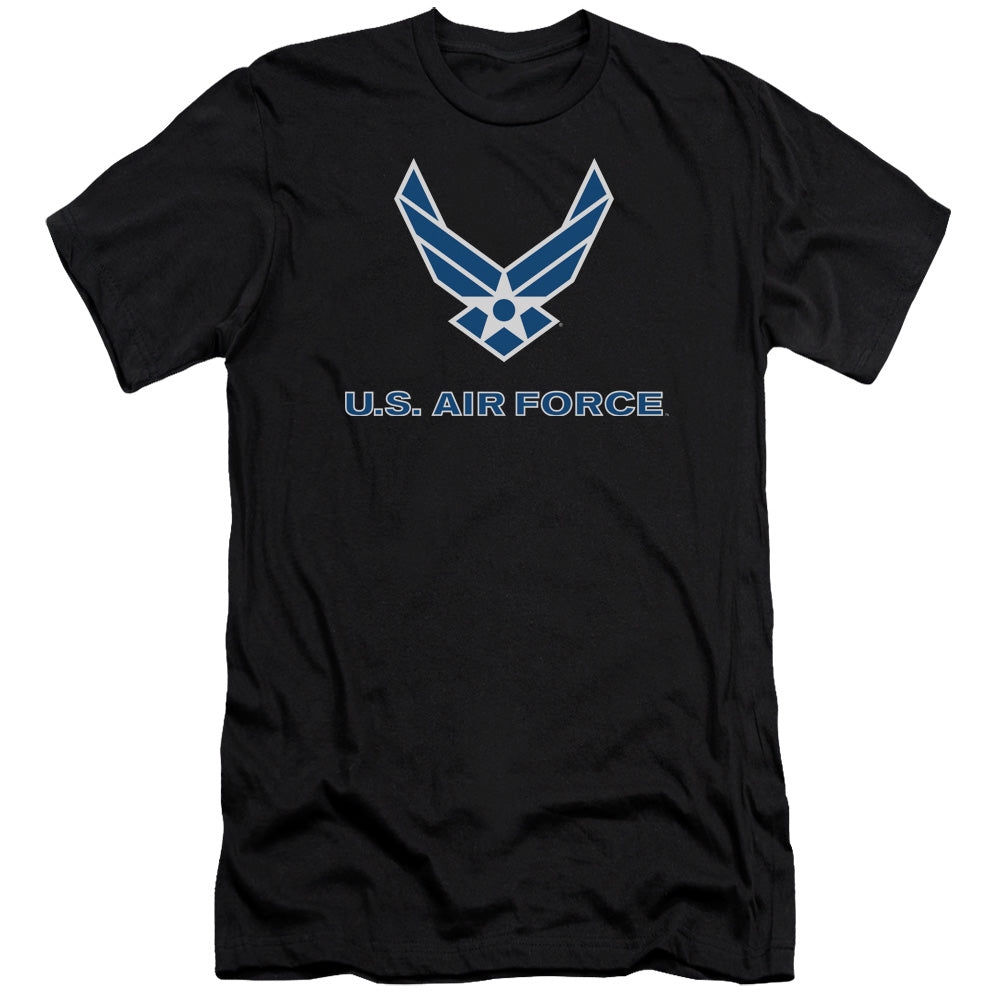 AN OFFCIALLY LICENSED AIR FORCE LOGO MEN'S PREMIUM SLIM FIT T-SHIRT BLACK
