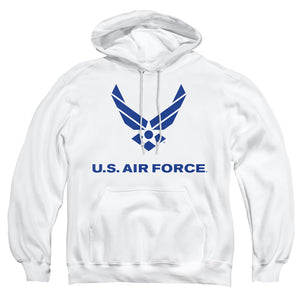AN OFFCIALLY LICENSED AIR FORCE DISTRESSED LOGO ADULT UNISEX PULLOVER HOODIE WHITE