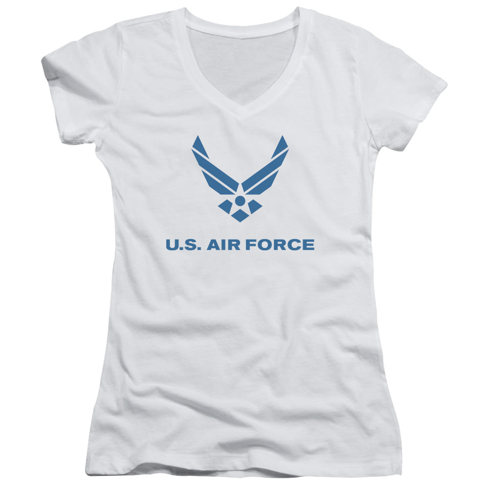 Air Force Distressed Logo Licensed Women's T-Shirt Juniors V-Neck SM