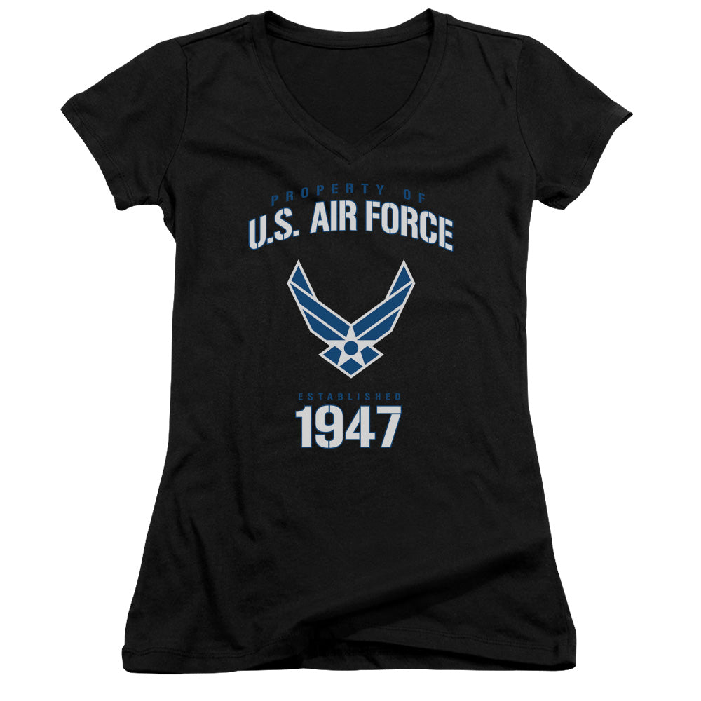 Air Force Property Of Licensed Women's T-Shirt Juniors V-Neck SM