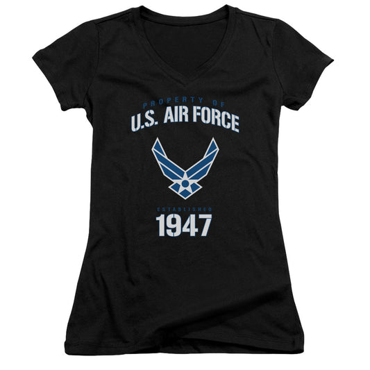 Air Force Property Of Licensed Women's T-Shirt Juniors V-Neck SM