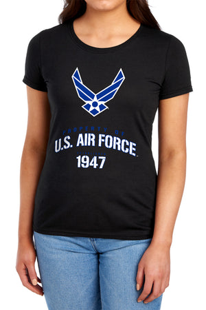 AN OFFCIALLY LICENSED AIR FORCE PROPERTY OF WOMEN'S REGULAR FIT T-SHIRT BLACK