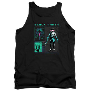 AN OFFCIALLY LICENSED AQUAMAN AND THE LOST KINGDOM BLACK MANTA STATS ADULT UNISEX TANK TOP BLACK