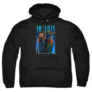 AN OFFCIALLY LICENSED AQUAMAN AND THE LOST KINGDOM 90'S STYLE AQUAMAN ADULT UNISEX PULLOVER HOODIE BLACK