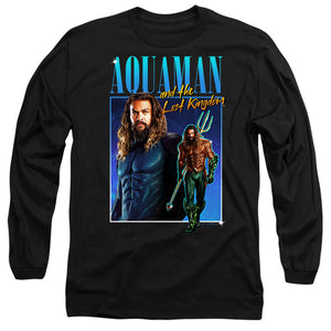 AN OFFCIALLY LICENSED AQUAMAN AND THE LOST KINGDOM 90'S STYLE AQUAMAN MEN'S LONG SLEEVE T-SHIRT BLACK
