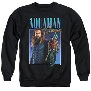 AN OFFCIALLY LICENSED AQUAMAN AND THE LOST KINGDOM 90'S STYLE AQUAMAN ADULT UNISEX CREWNECK SWEATSHIRT BLACK