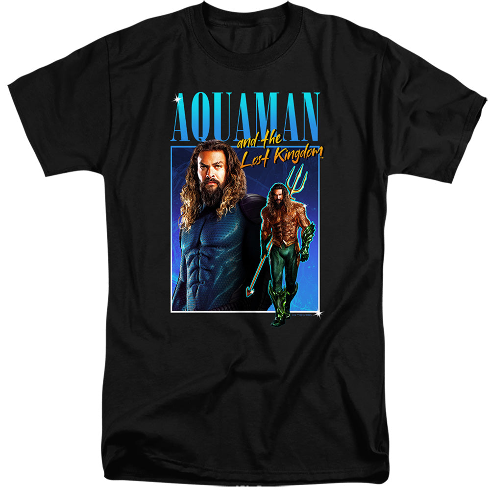 AN OFFCIALLY LICENSED AQUAMAN AND THE LOST KINGDOM 90'S STYLE AQUAMAN MEN'S TALL FIT T-SHIRT BLACK