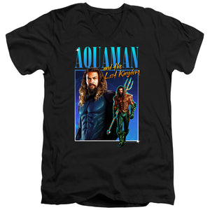 AN OFFCIALLY LICENSED AQUAMAN AND THE LOST KINGDOM 90'S STYLE AQUAMAN MEN'S V-NECK T-SHIRT BLACK