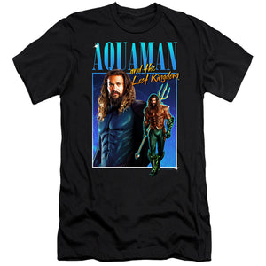 AN OFFCIALLY LICENSED AQUAMAN AND THE LOST KINGDOM 90'S STYLE AQUAMAN MEN'S PREMIUM SLIM FIT T-SHIRT BLACK