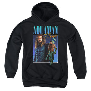 AN OFFCIALLY LICENSED AQUAMAN AND THE LOST KINGDOM 90'S STYLE AQUAMAN YOUTH HOODIE BLACK