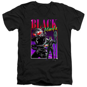 AN OFFCIALLY LICENSED AQUAMAN AND THE LOST KINGDOM 90'S STYLE BLACK MANTA MEN'S V-NECK T-SHIRT BLACK