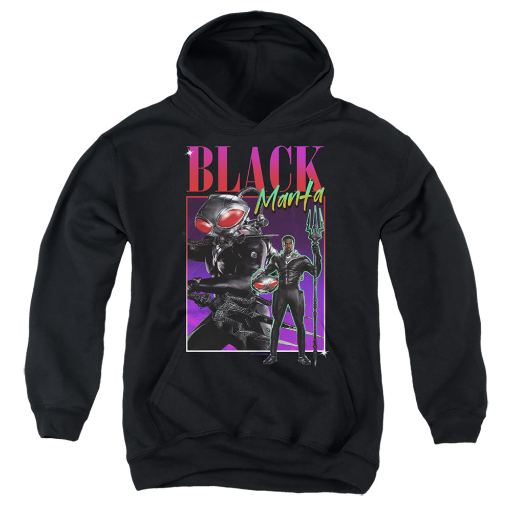 AN OFFCIALLY LICENSED AQUAMAN AND THE LOST KINGDOM 90'S STYLE BLACK MANTA YOUTH HOODIE BLACK