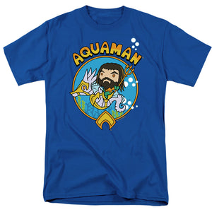 AN OFFCIALLY LICENSED AQUAMAN AND THE LOST KINGDOM CHIBI AQUAMAN MEN'S REGULAR FIT T-SHIRT ROYAL