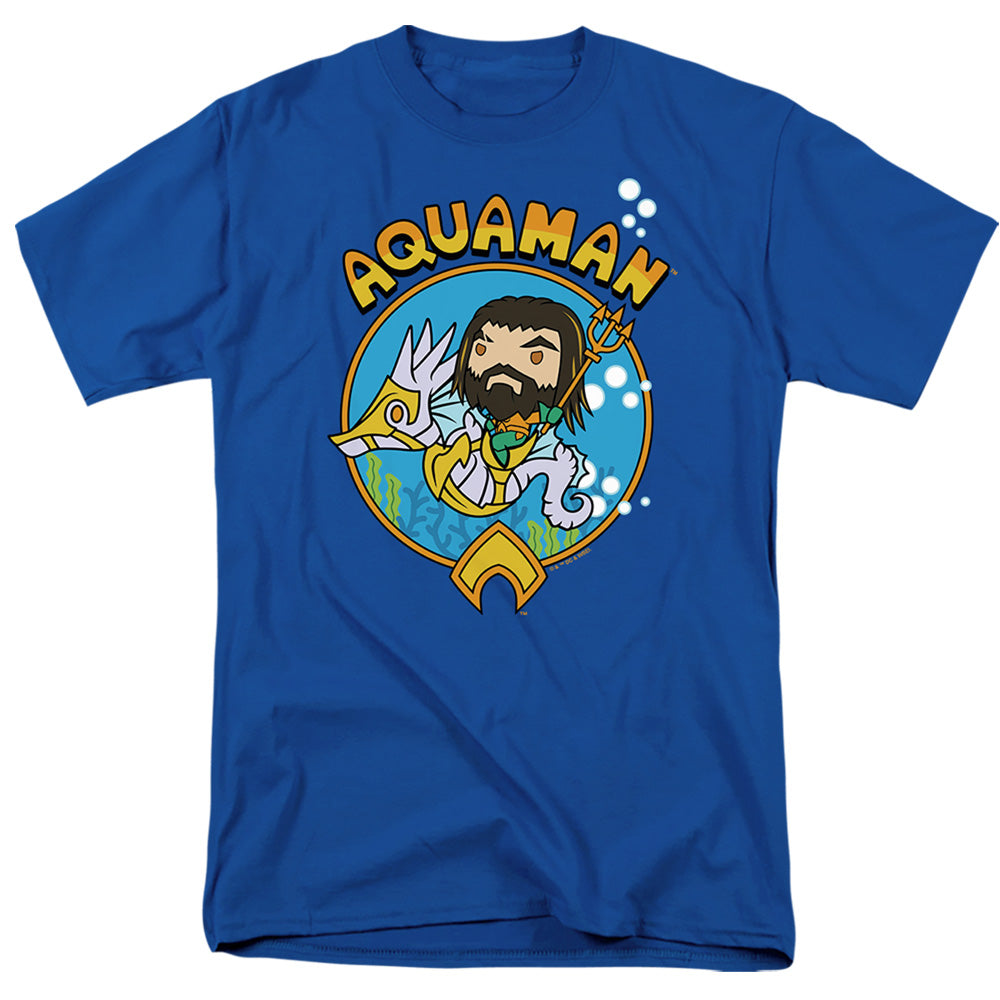 AN OFFCIALLY LICENSED AQUAMAN AND THE LOST KINGDOM CHIBI AQUAMAN MEN'S REGULAR FIT T-SHIRT ROYAL