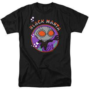 AN OFFCIALLY LICENSED AQUAMAN AND THE LOST KINGDOM CHIBI BLACK MANTA MEN'S REGULAR FIT T-SHIRT BLACK